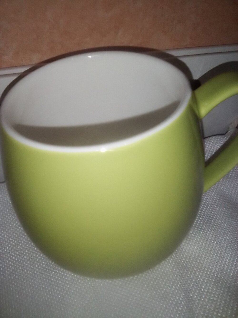 Cool retro neon green coffee mug.  Unbranded